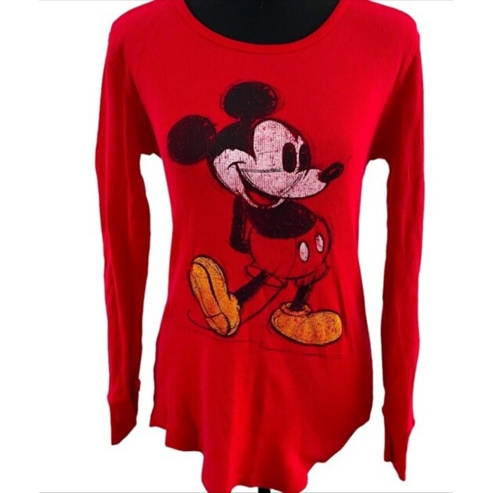 Disney Mickey Mouse Waffle Knit Long Sleeve Shirt size Small